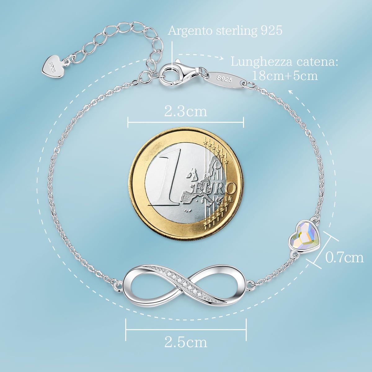 LOUISA SECRET Bracciale Donna Argento 925 or Acciai inossidabili Braccialetto Infinito Bracciali Cuore Gioielli Regalo Natale Compleanno Festa Della Mamma per Moglie Amiche Amica