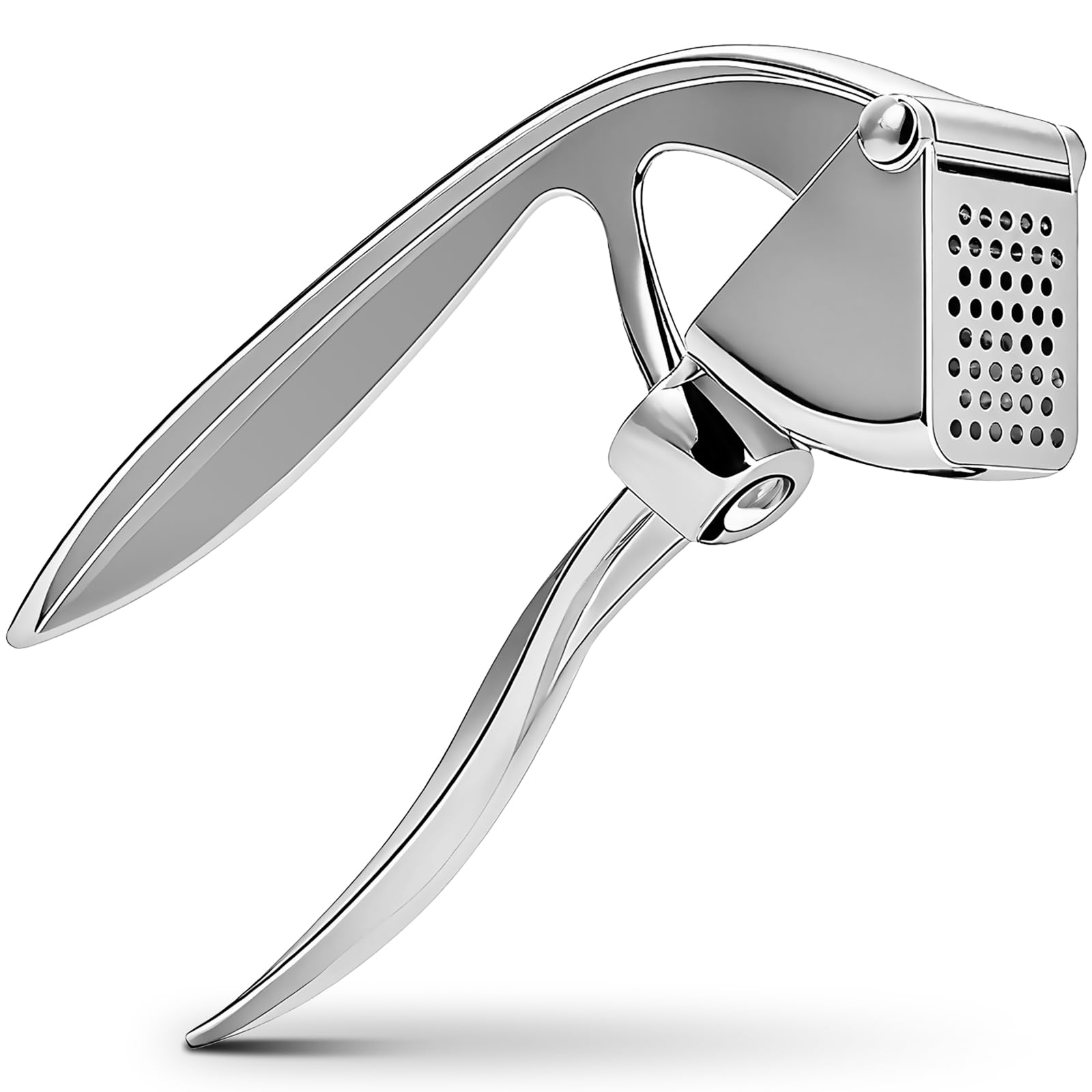 COKORA Garlic Press, Premium Metal Garlic Crusher Tool, Heavy Duty Garlic Mincer with Ergonomic Handle, Rust Proof & Dishwasher Safe, Easy to Squeeze and Clean -Silver