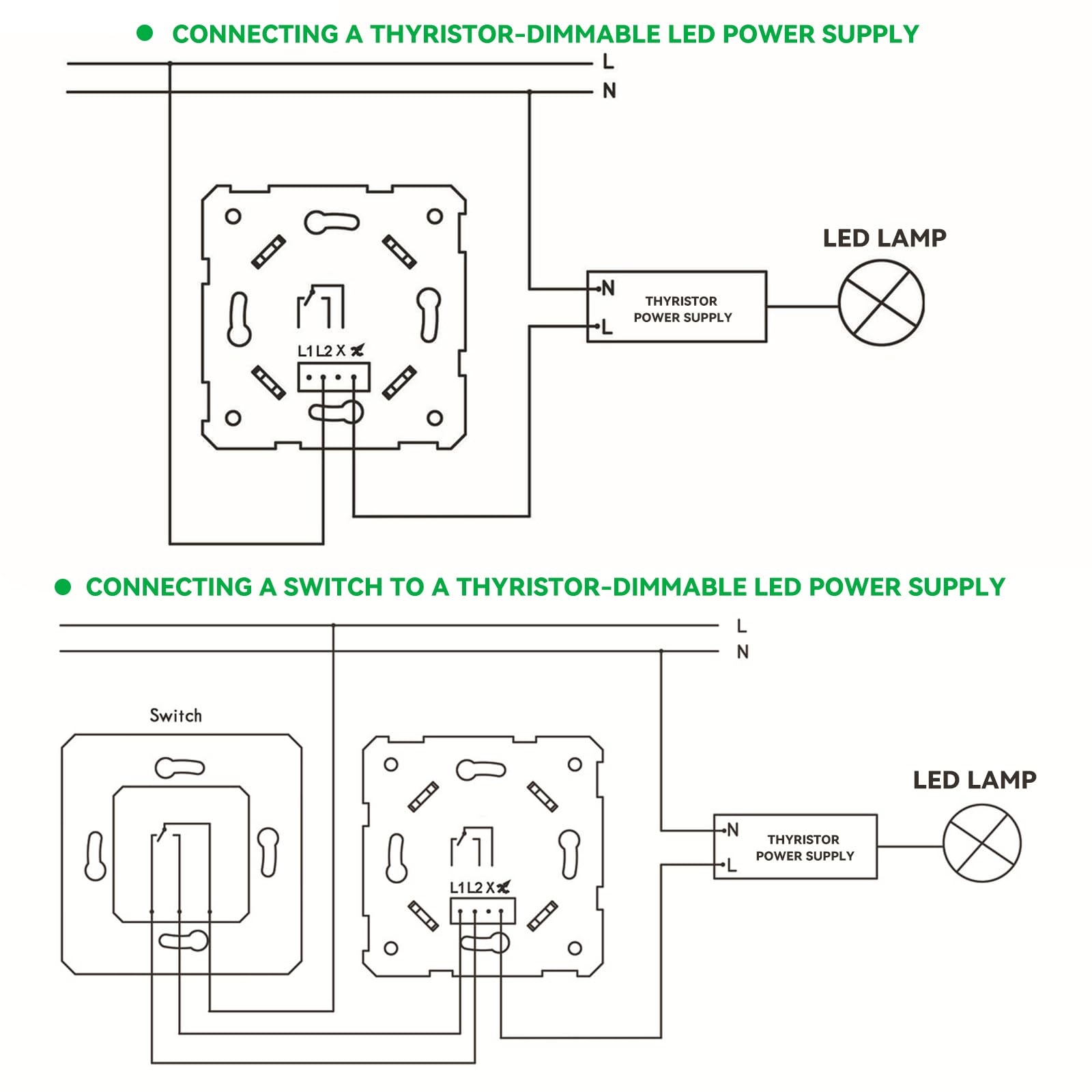 BuyWeek Dimmer LED 230v Regulador de Luz 5-400W Controlable Dimmer Regulador de Intensidad para LED Monocromáticos Regulables Bombillas Incandescentes y Bombillas Halógenas 85.8*85.8*43.9mm BQ-TTDIM