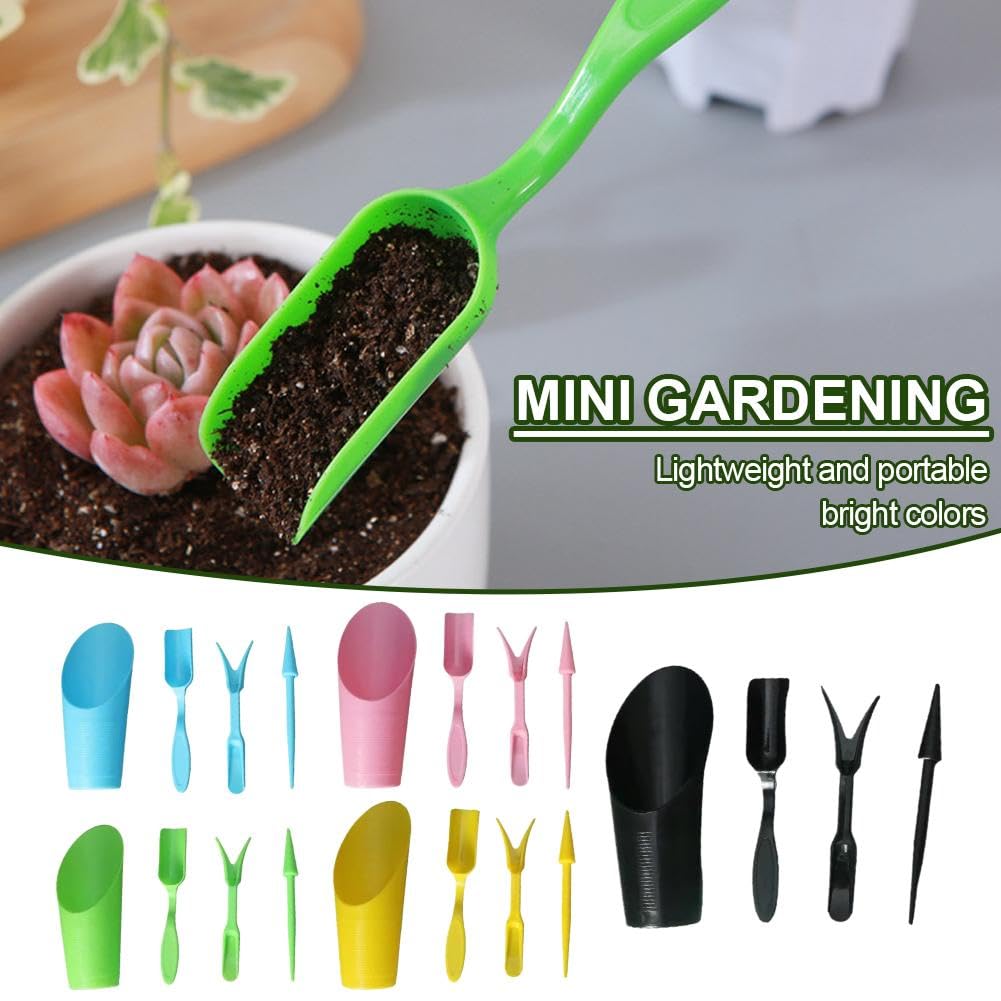 4 szt. Łopata ogrodowa, mini łopata ogrodowa, plastikowy zestaw ogrodniczy, używana do sukulentów, bonsai (różowa)