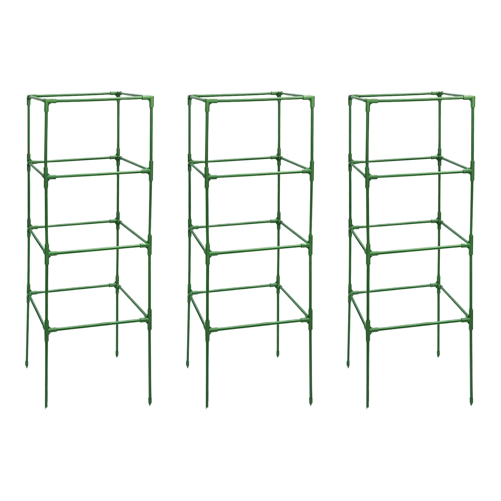 Entutorado para Tomates Soporte Cuadrado Ajustable en Altura de 3 Piezas | Tutor de Plantas Resistente para Judías Pepinos Verduras Rosas Peonías Macetas Bancal Elevado Jardín Patio Césped