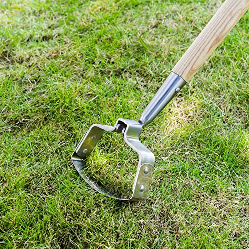 Berry&Bird Garden Weeder Hoe, 62.99’’ Stainless Steel Hula Hoe For Weeding, Action Stirrup Hoe For Gardening Loop Scuffle Hoe With Wooden Long Handle Hand Weeder Tool Push Pull Dutch Hoe Heavy Duty #TOP6