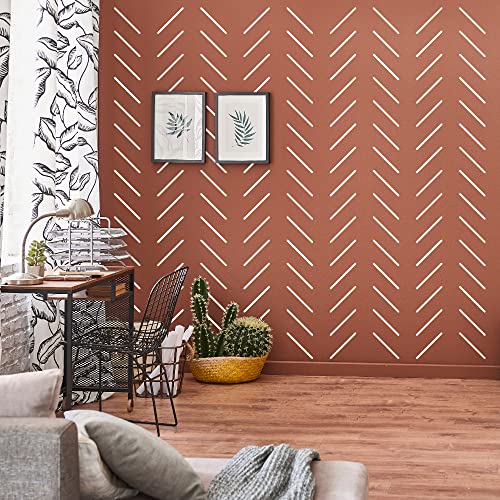 White Vinyl Line Wall Decals, Peel And Stick Modern Boho Wall Stickers, With A Spacing Template For Sticking, 300 Stripes For Living Room Nursery Kitchen Bathroom Home Office Wall Art Decor #TOP1
