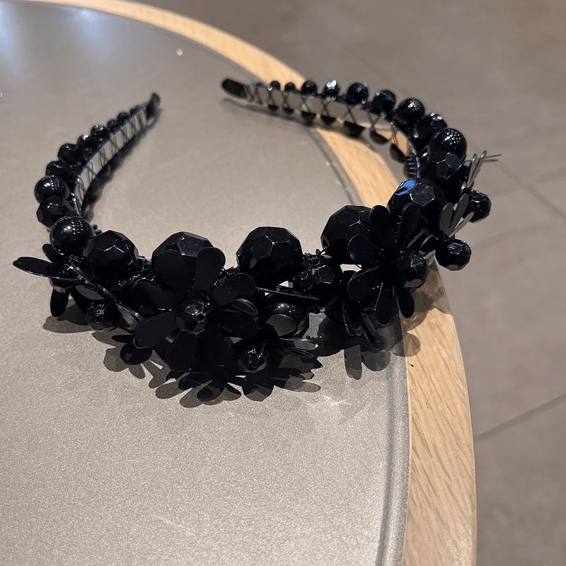 Black And White Crystal Diamond Hairband Minimalist Versatile Temperament Headwear Super Immortal Go Out