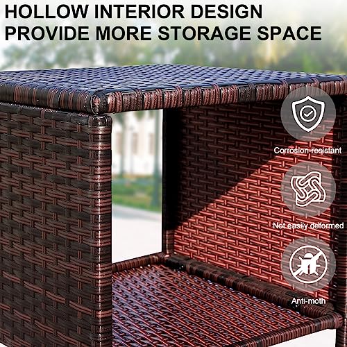 Outdoor-Furniture-5-Piece-Patio-Conversation-Set-PE-Wicker-Rattan-Lounge-Chairs-with-Ottoman-for-Porch-Lawn-Garden-Balcony-Poolside-Red Outdoor Furniture 5 Piece Patio Conversation Set PE Wicker Rattan Lounge Chairs with Ottoman for Porch Lawn Garden Balcony Poolside Red