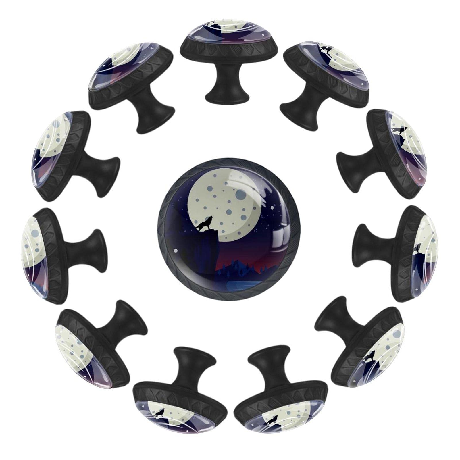Boutons de tiroir loup et lune 35 mm en lot de 12 pour commode enfant
