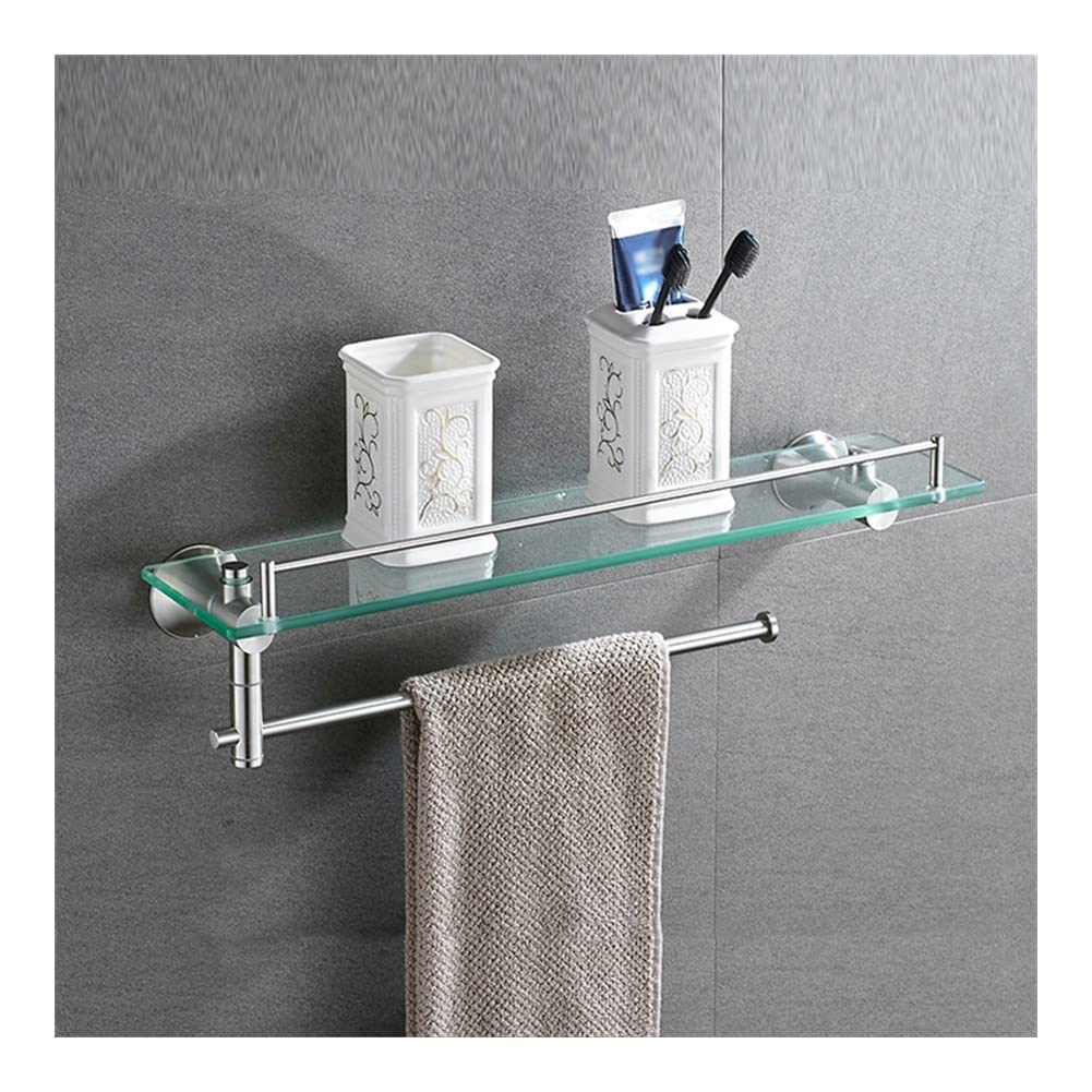 NUHSLF Shower Caddy Bathroom Shelves Stainless Steel with Tempered Glass Bathroom Accessories Bathroom Shelf Wall Mounted Shelves Bathroom