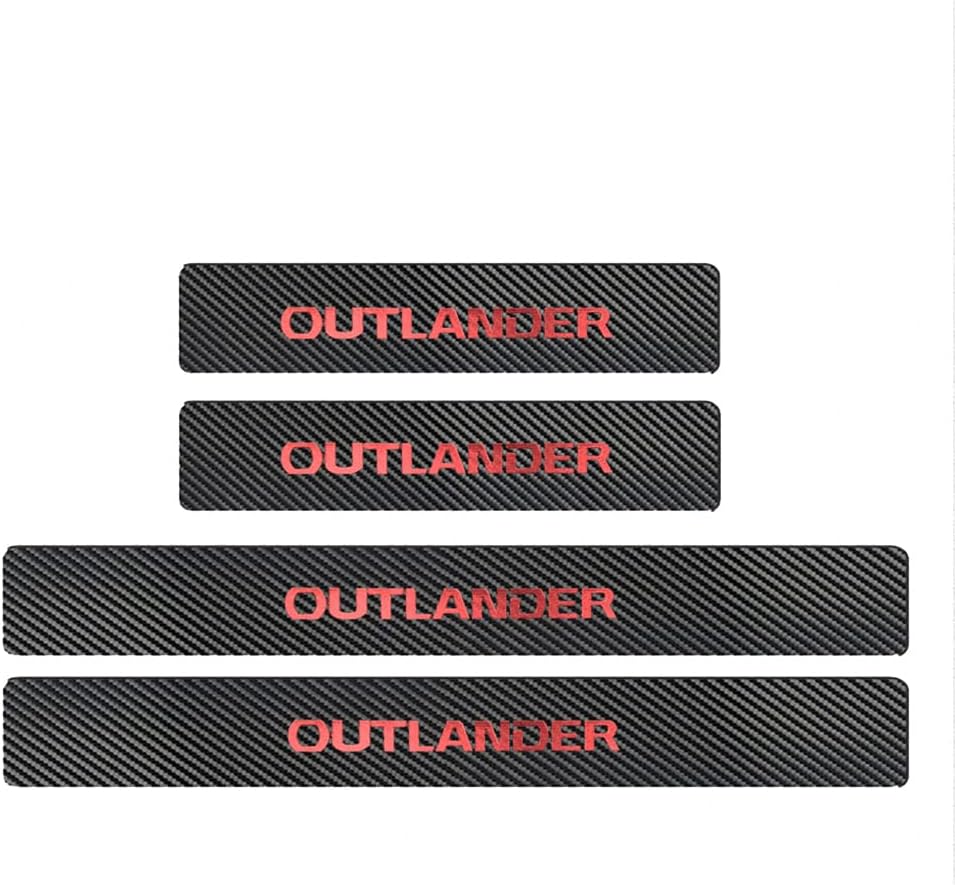 [BOYOUS Latest Model] Mitsubishi New Outlander HPEV GG Series GN Series Exclusive Carbon-Style Leather Scuff Plate/Side Step Gold Foil Hot Press Logo Car Interior Parts Scratch Protection Stain