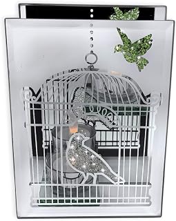 Candleholder Reflections Bird Cage - Gives Off Endless Impressions of The Lighted Candle - Bird Cage Design Motif - Mirrored Reflections - 7" H x 5" W x 2.5" D