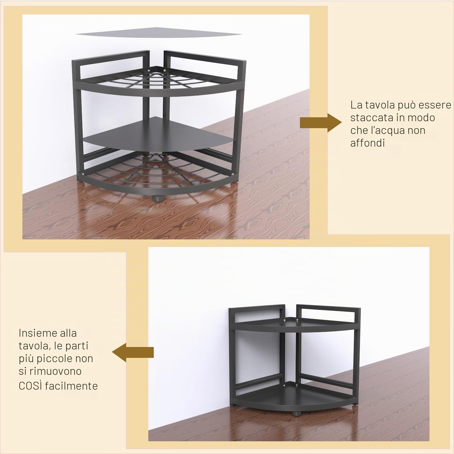 HUIJIN RA01-2 livelli Scaffale Angolare per Cucina,90 ° Angolo Mensola Cucina Mensola Angolo Mensola Pot Shelf, Organizzatore Angolo Lavello-[altezza31-larghezza 30cm]