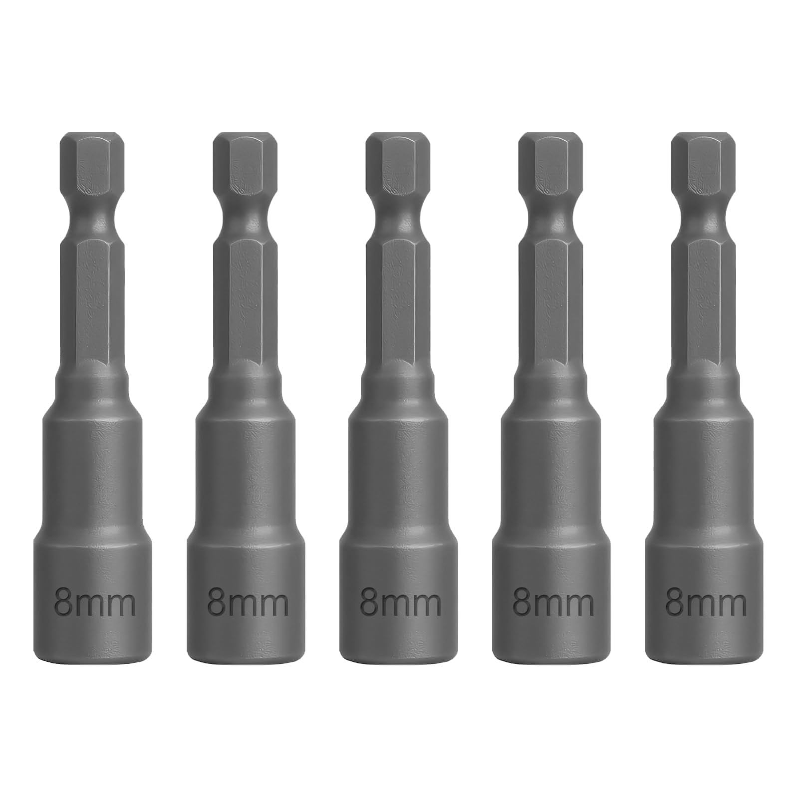 5 PCS 8mm Nut Driver, 8mm Hex Bit Impact Drive Socket Set, Magnetic Allen Key Drill Bits, Chrome Vanadium Steel, 1/4" Shank for DIY Woodworking Machine Repairs, Compatible with Impact Drivers Ratchets