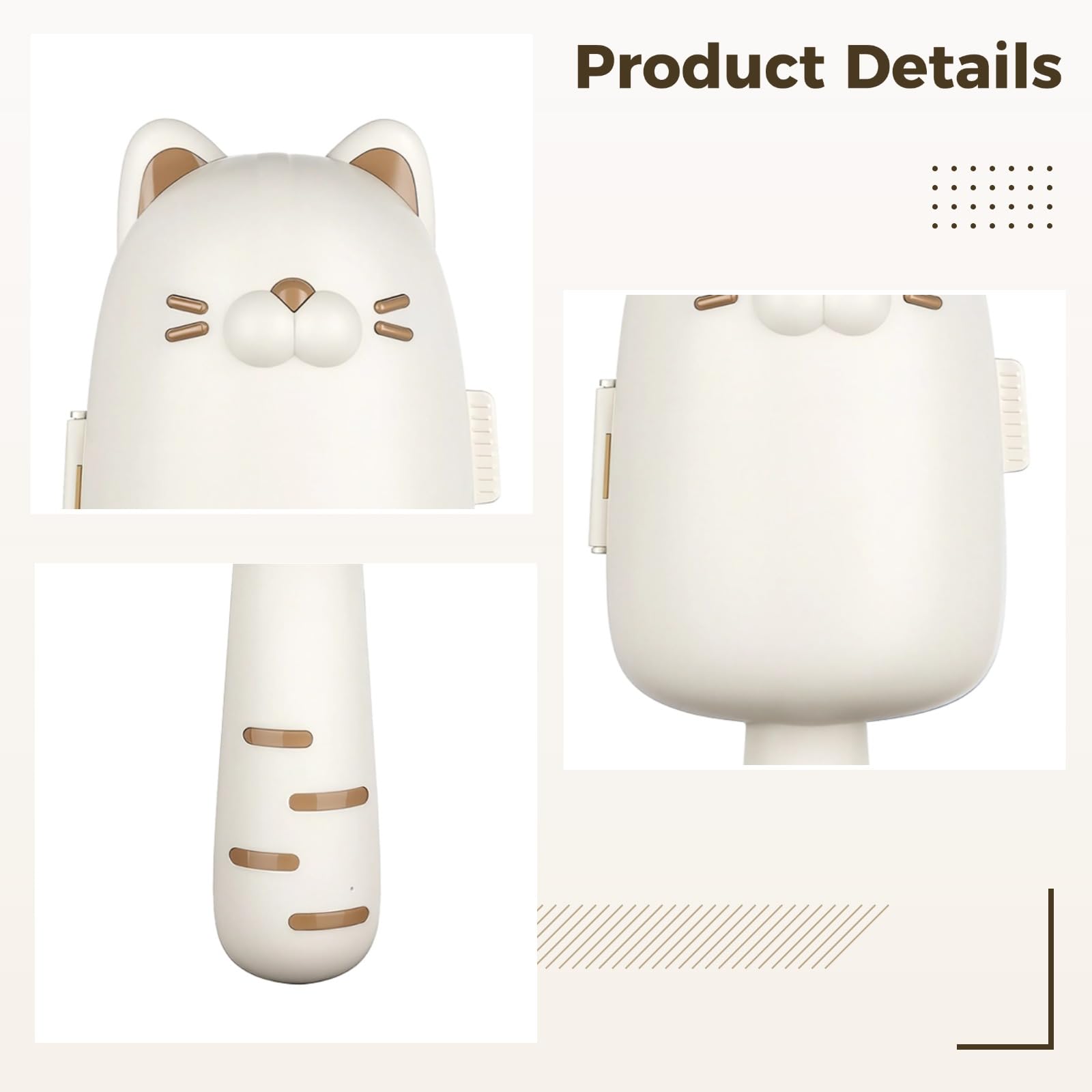 Fusselrolle mit langem Griff, niedliches Katzenmotiv, Haarentferner für Kleidung und Möbel, stark haftender Roller für Staub und Krümel auf Stoffen, ergonomischer Griff, mit 3 Ersatzrollen