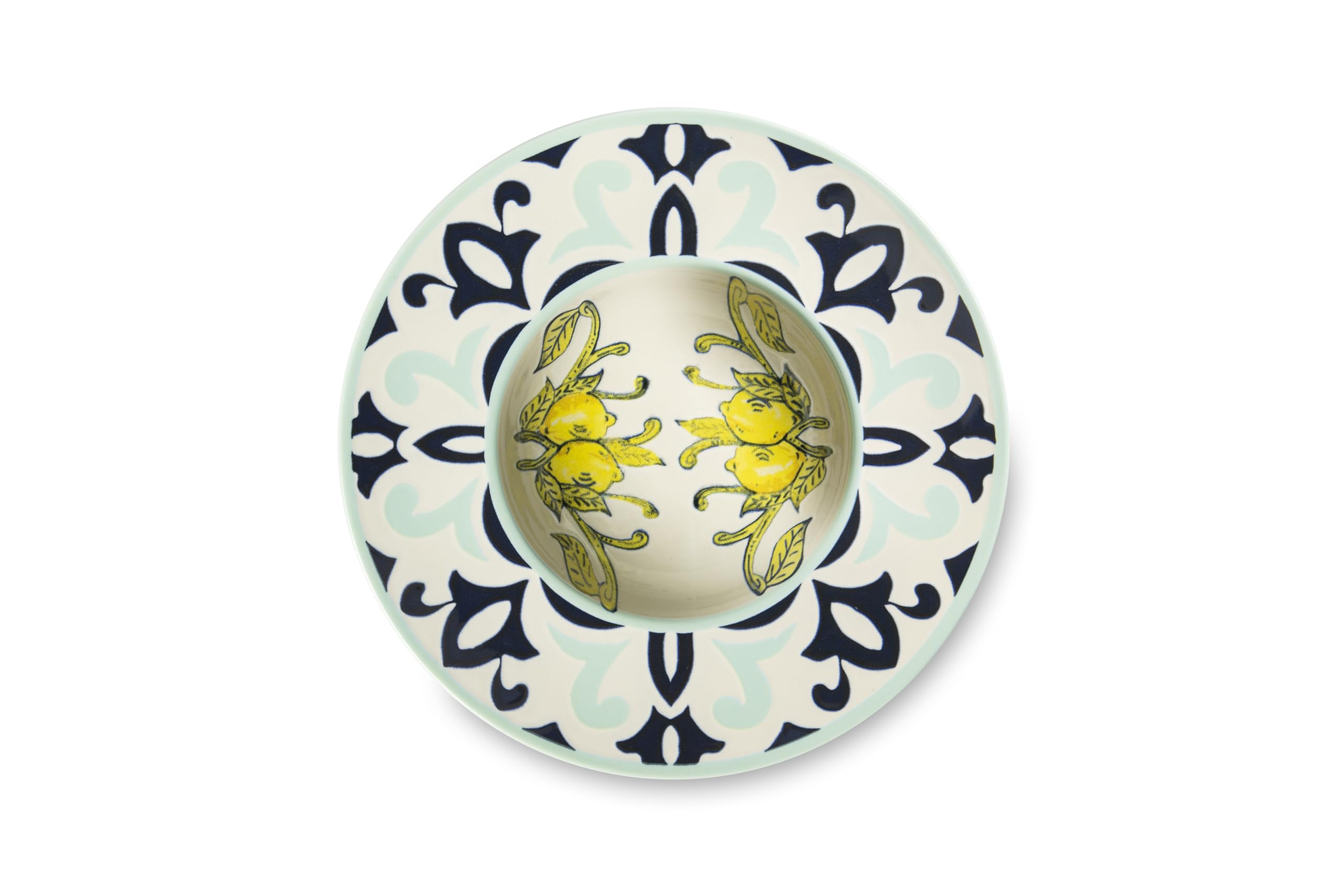 Excelsa Amalfi Lot de 6 bols à pâtes en céramique, décoration citrons et motifs géométriques
