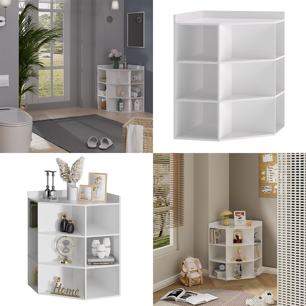 Vicco Scaffale angolare Elina, Bianco, 60 x 80 cm, per conservare ed esporre libri o oggetti decorativi