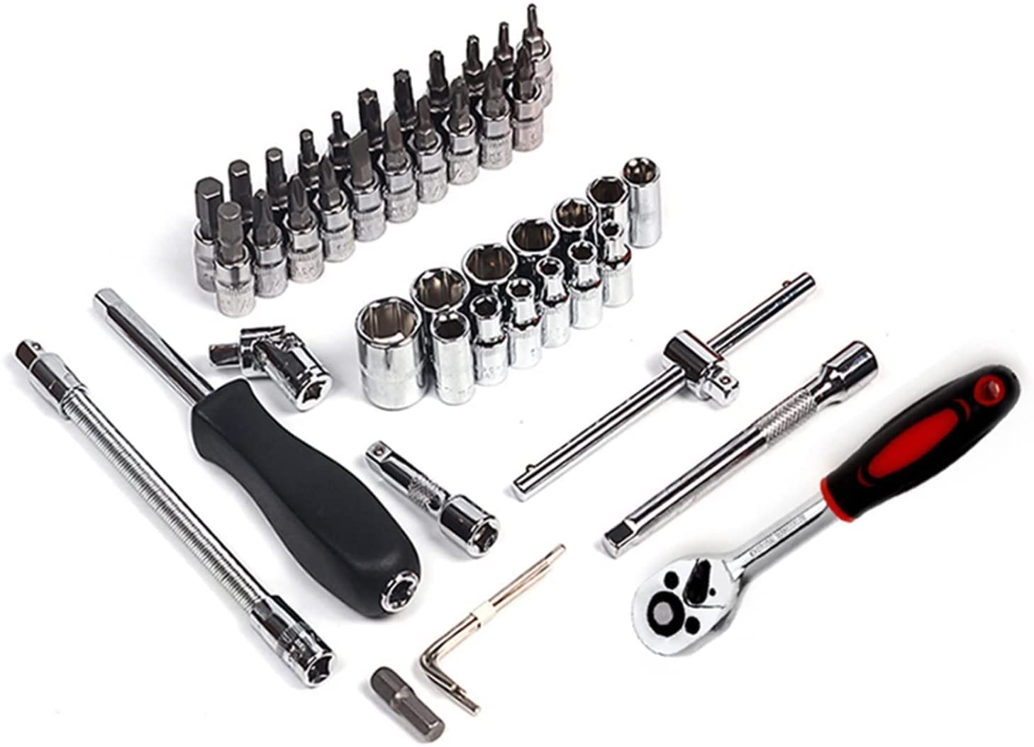 Herramienta de Mantenimiento 53 Piezas Kit de reparación de automóviles Llave de trinquete Juego de Llaves de Tubo Llave Torx Herramientas de Taller mecánico Juego de Herramientas manuales