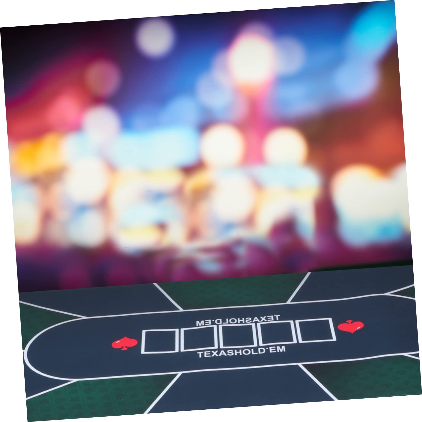 Tappeto da Gioco Carte Poker Rettangolare in Gomma | Copertura Tavolo per Carte, Motivo Stampato Classico, Effetto Antiscivolo e Fonoassorbente