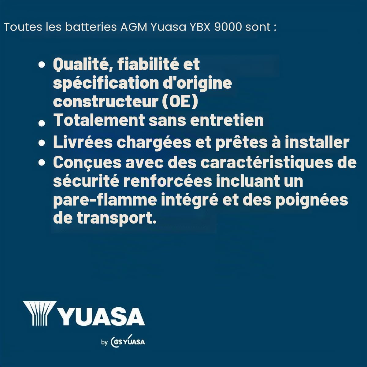 Yuasa YBX9096 Batterie voiture 12 V 70 Ah 760 CCA AGM Start Stop Plus