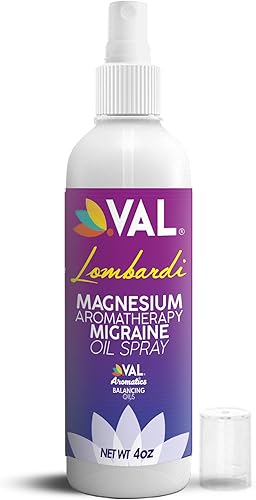VAL Lombardi - Spray de aromaterapia de magnesio con menta y aceites esenciales, comodidad rápida para la tensión de la cabeza, fabricado en Estados