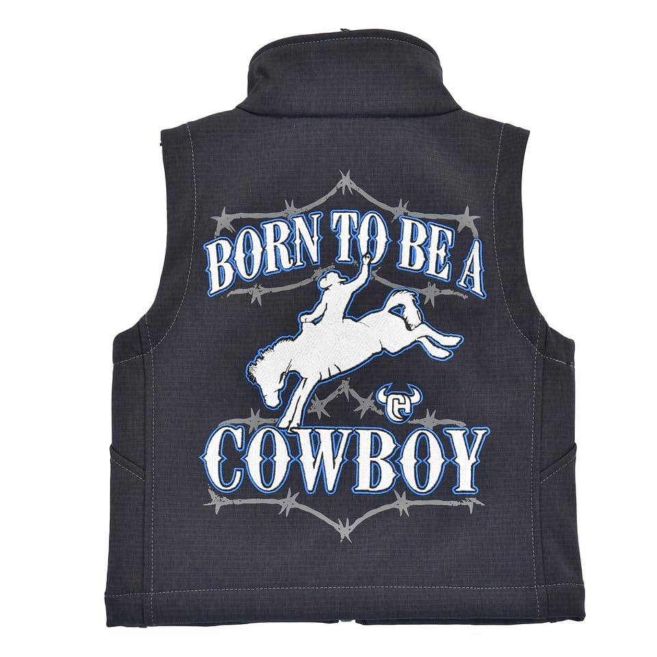 Smoke Grey Cowboy Vest for Toddler - Born to Be A Cowboy by Cowboy Hardware
