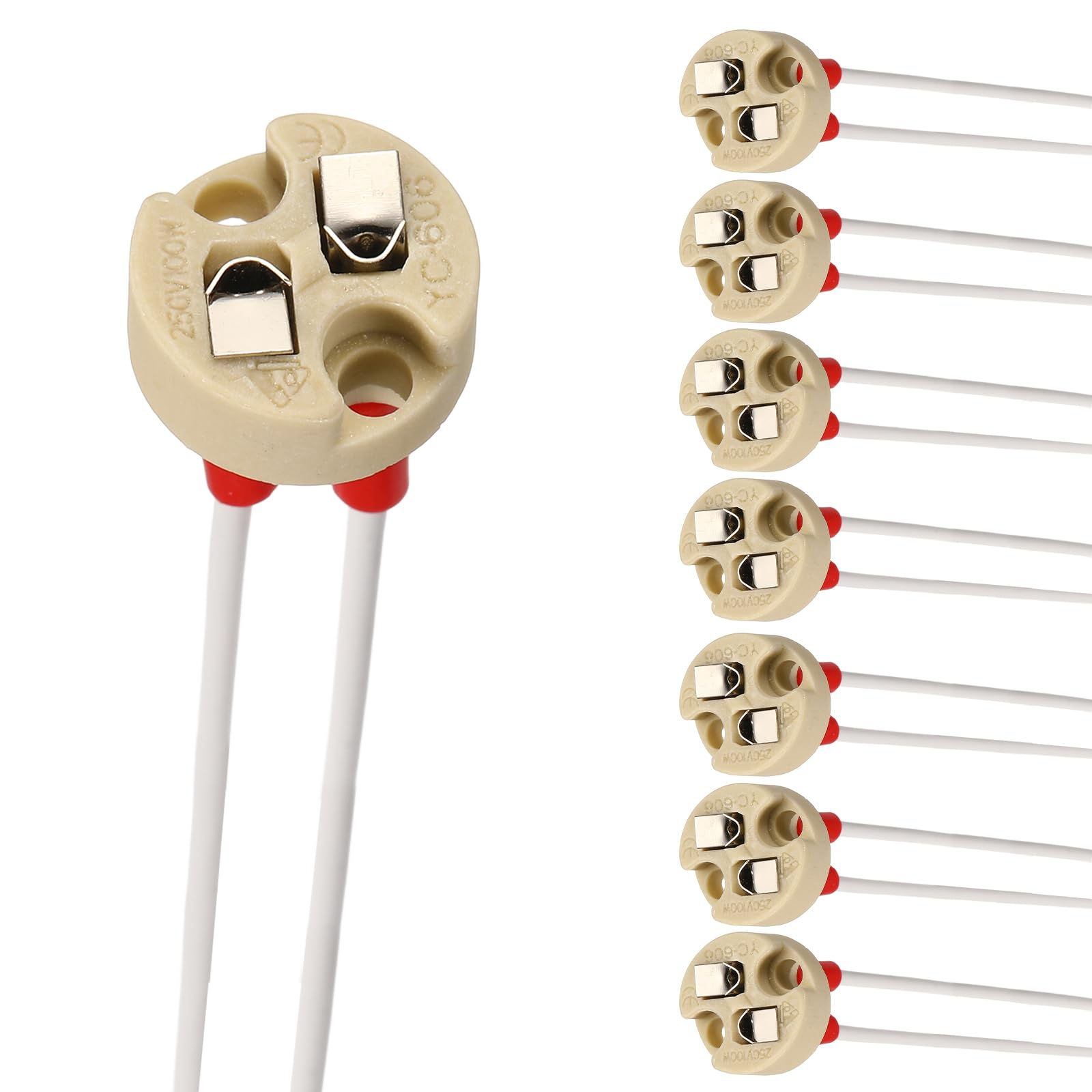 VIAPUICE G4 Bi-Pin Ceramic Lamp Socket 6" Heat Resistant 8 Pcs
