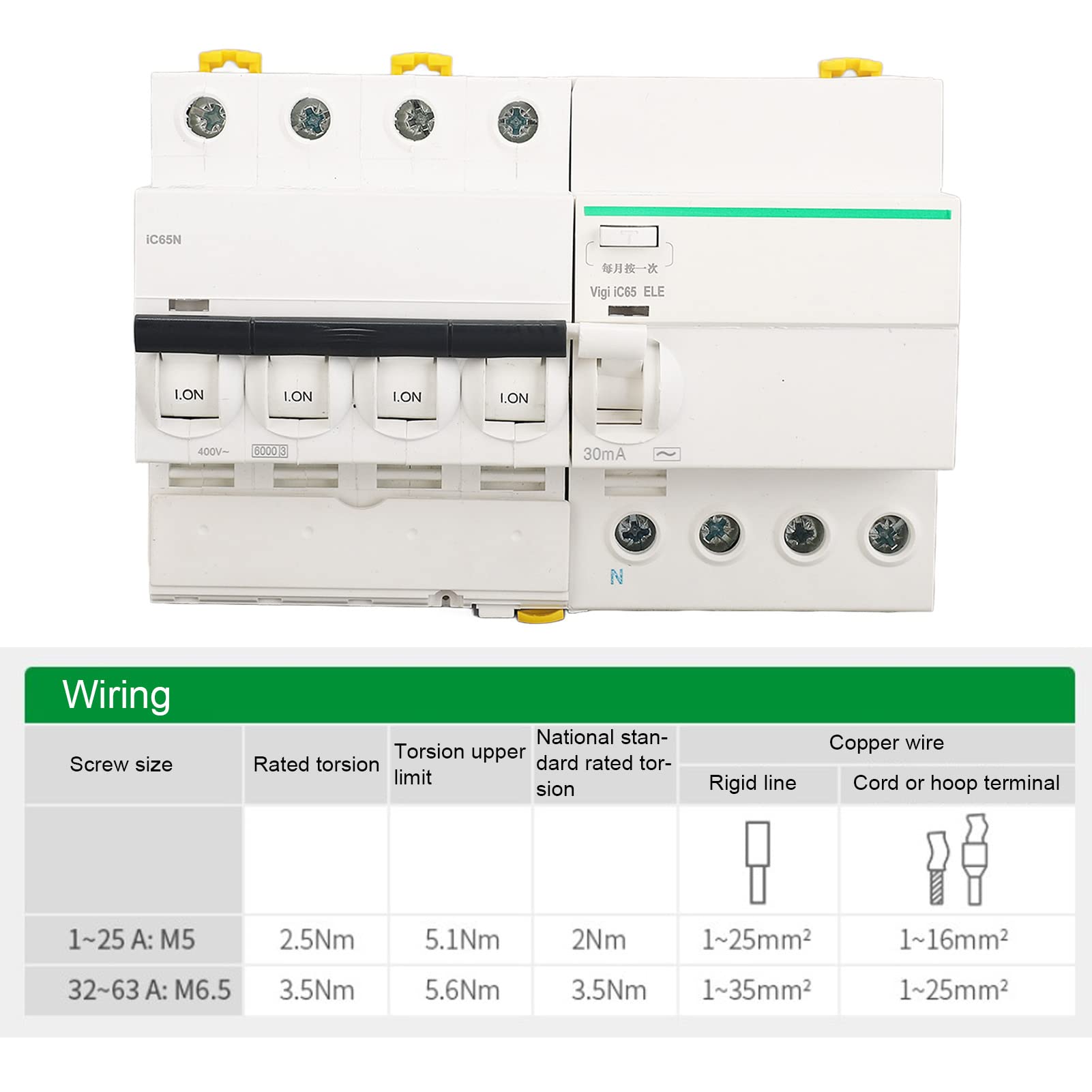 Interruttore Magnetotermico 4P+N 25A Protezione Elettrica Alta Sicurezza Installazione Orizzontale Estinzione Rapida dellarco per Uso Industriale