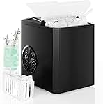 DUMOS Countertop Ice Maker, Portable 1.5L Ice Machine with Self-Cleaning, 26.5lbs/24H Fast Ice Making, 9 Bullet Ice Cubes in 6 Mins, 2 Size Options, Quiet Compact Ice Maker, Black