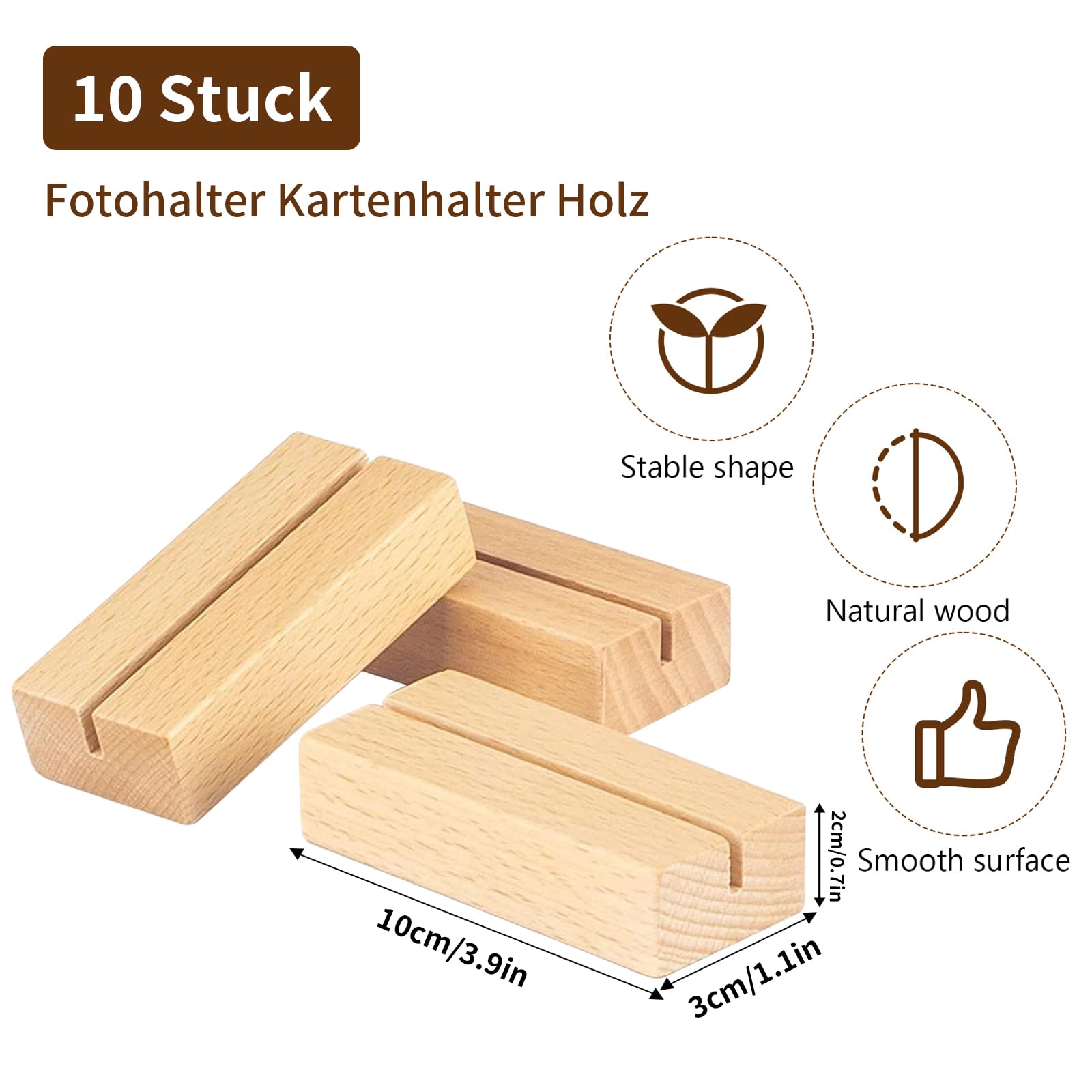 KITDAHOM Kartenhalter Aus Buchenholz - 10 Stück Für Tischkarten