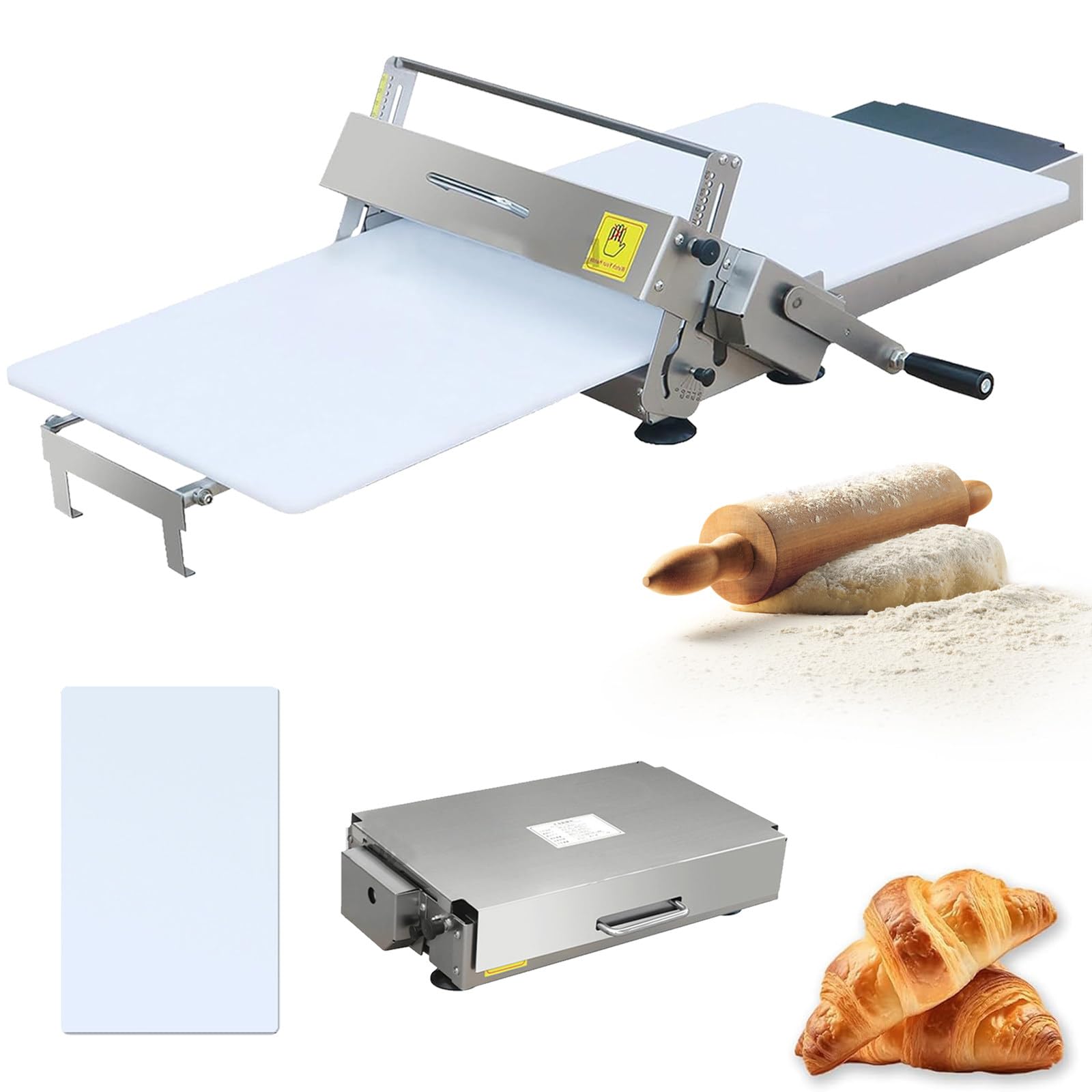 Dough Sheeter Machine per Pasticceria – Sfogliatrice Manuale in Acciaio Inox con Regolazione Fine dello Spessore, per Pasta Sfoglia, Croissant, Pizza e Fudge, Pieghevole e Salvaspazio 300-Model