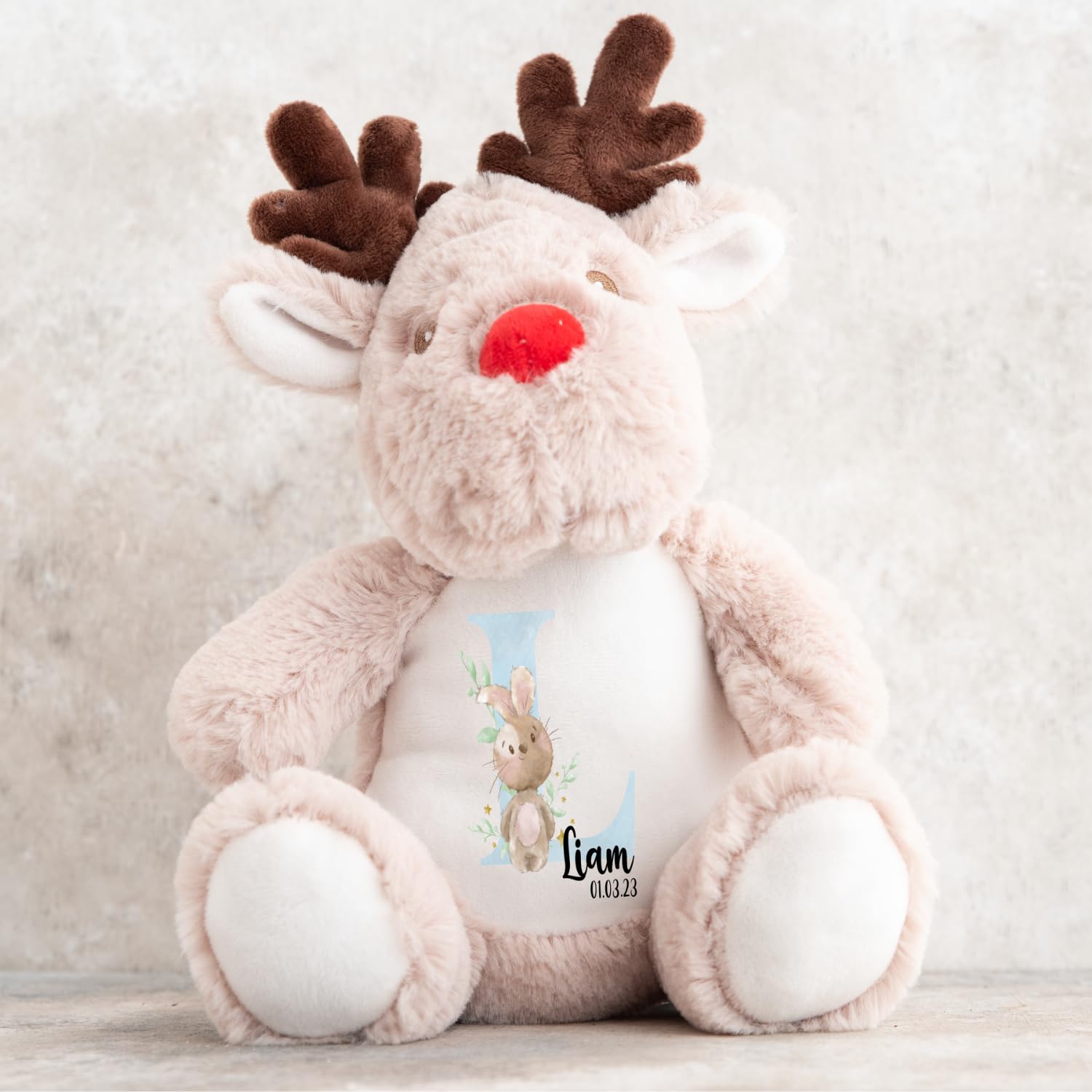 Crafted Memories - Personalised Dragon Bear | Plush Soft Toy for Baby Showers & Christening | Whimsical Keepsake | Baby Girl 1st Birthday | Blue Letters