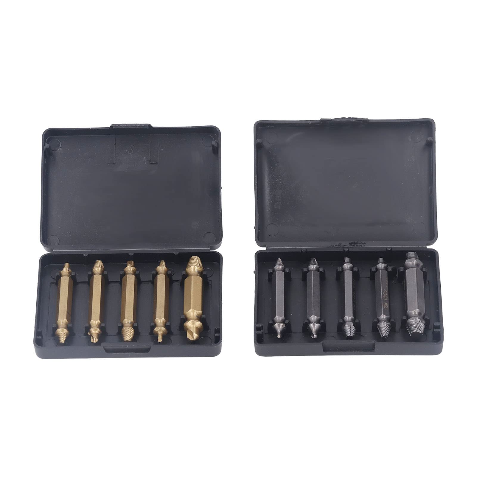 MOZUO 10Pcs Screw Extractor, High Speed Steel, Stripped Screw Extractor,Gold Silver Damaged Screw Extractor Kit for Industrial Equipment