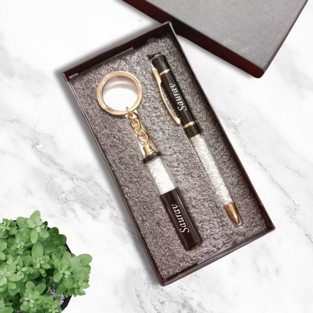 Personalized Silver Crystal pen and Keychain set Metal crystal pen engraved Gift for teacher advocate Corporate gift Thankyou gift for friend and family pen with name engraved custom pens gift for him 1
