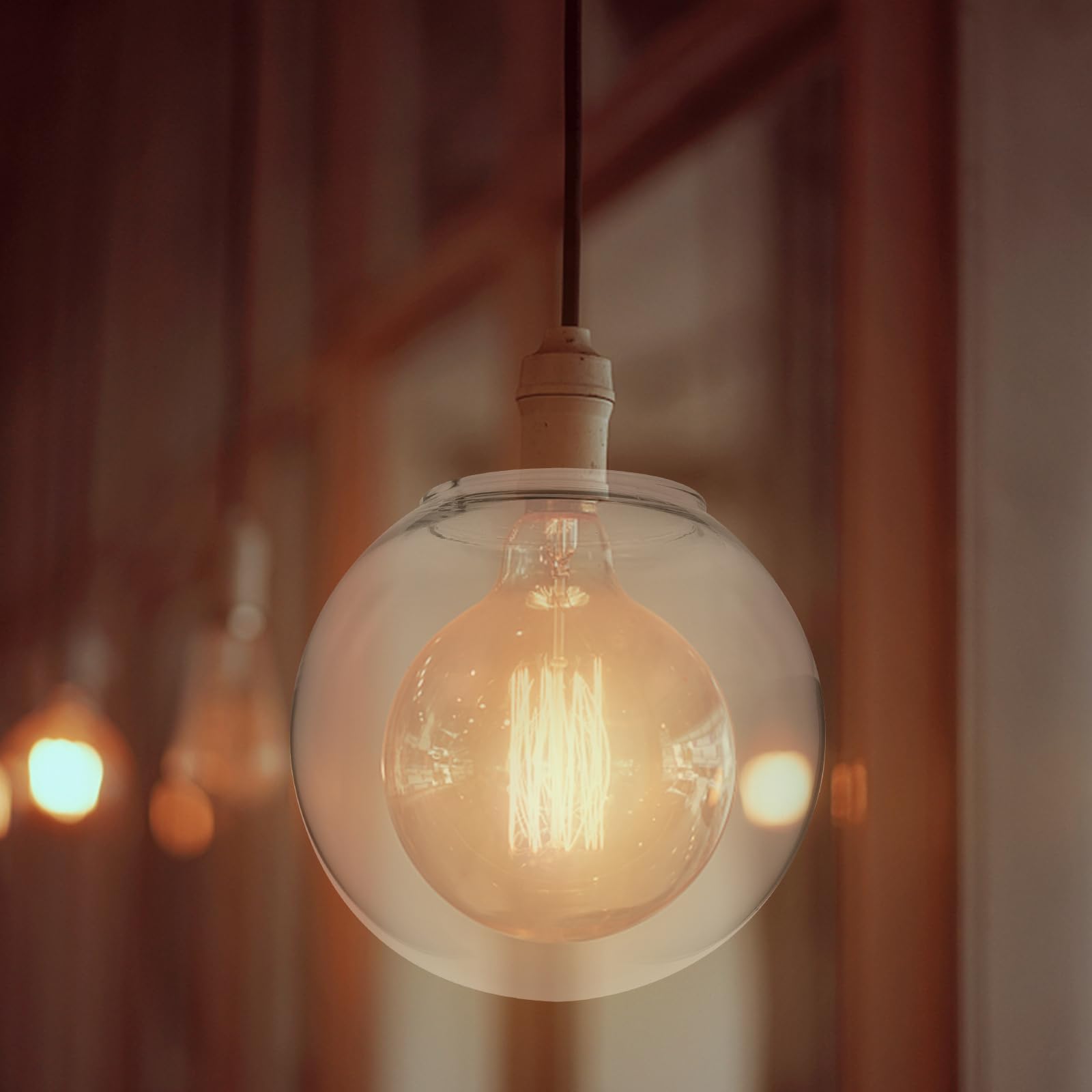 Uonlytech Foro di Apertura da 70 Mm Apparecchio di Illuminazione di Ricambio Paralume in con Paralume in Trasparente Paralume a Globo per Lampadario a Sospensione 13 Cm