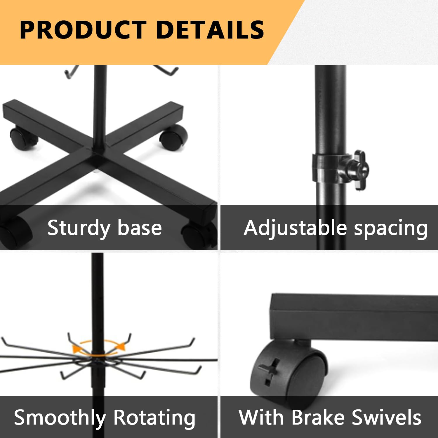 Expositor giratorio de 7 niveles, soporte de metal multifuncional con ganchos, soporte de gancho ajustable para colgar en sombreros, calcetines, cuerdas para el pelo, joyas, bolsos