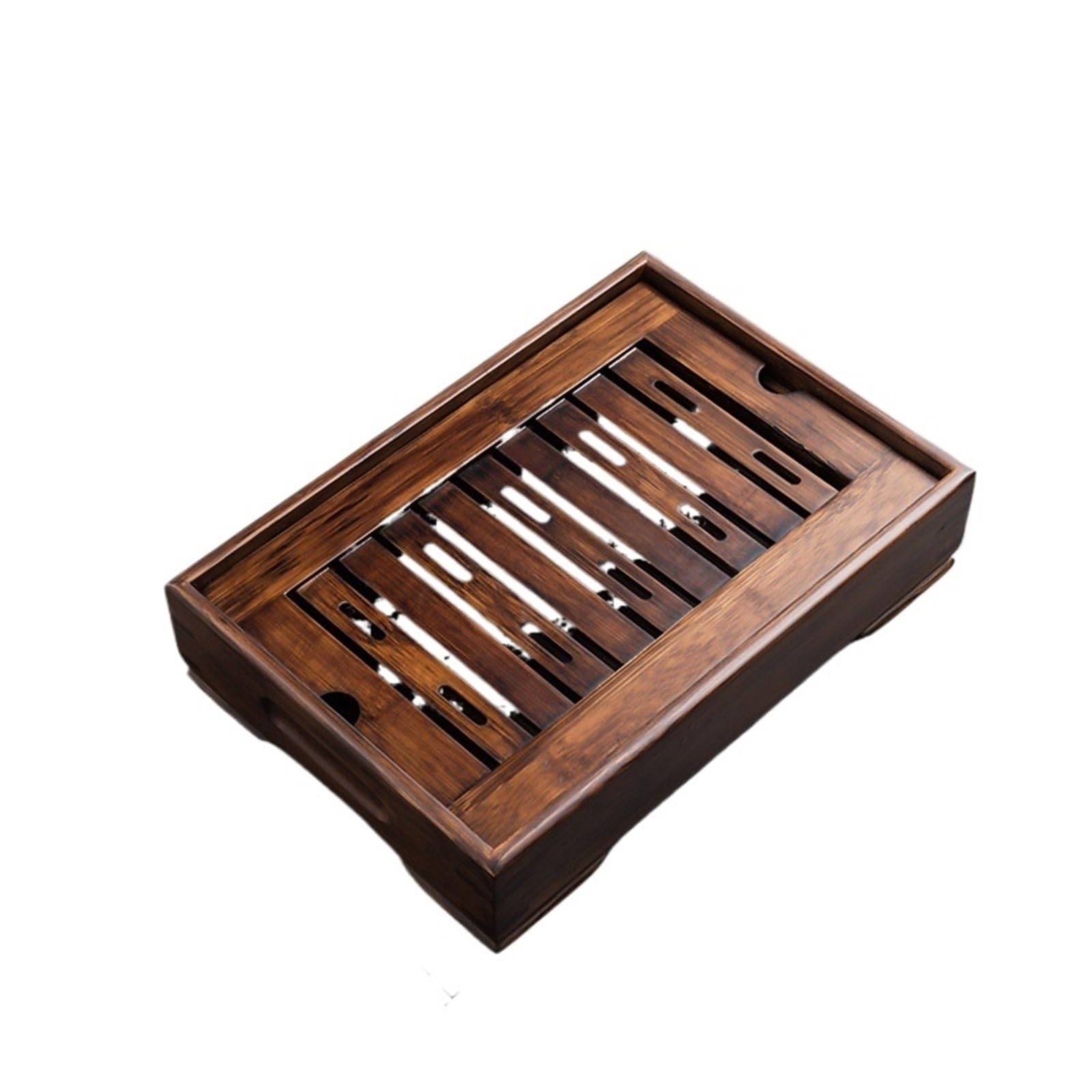 Bandeja de té de bambú ecológica, diseño Cu para café y beves, accesorio de cocina resistente al agua (35 x 23 x 6 cm), ideal para servir y entretener a los invitados