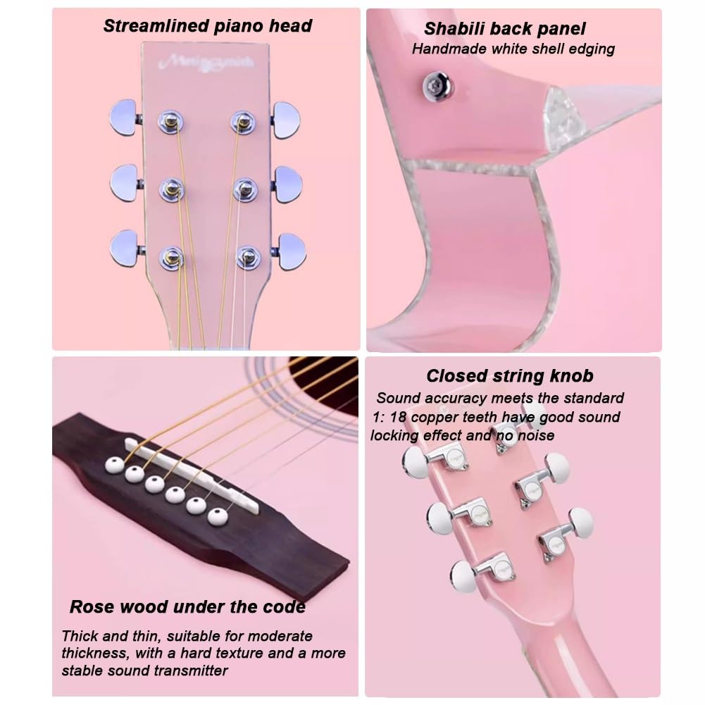 Początkująca gitara akustyczna, klasyczna, świerkowa, łatwa do grania, akustyczna gitara podróżna dla dziecka, chłopca, dziewczynki, studenta, młodzieżowa gitara z torbą koncertową, paskiem, tunerem