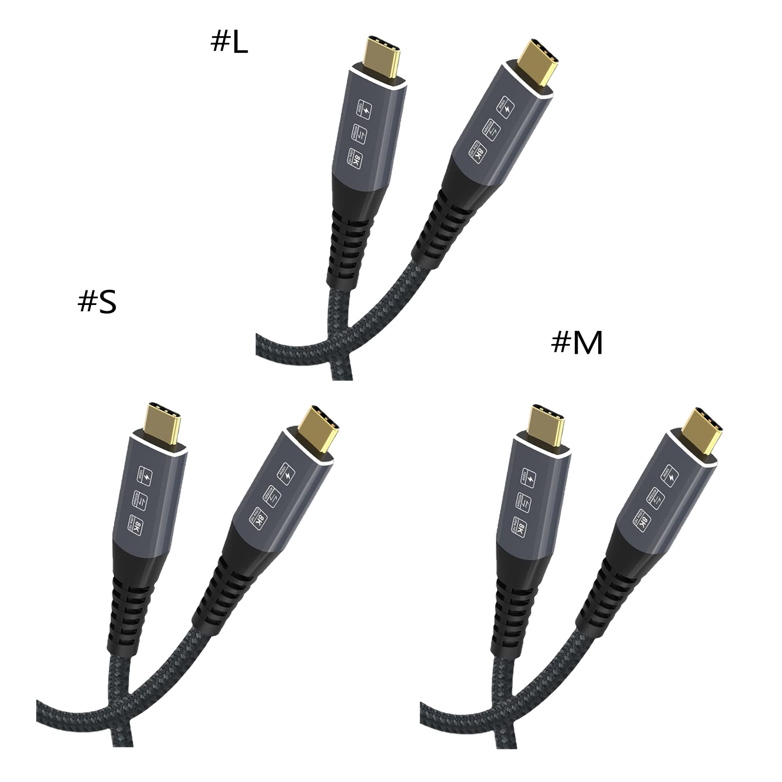 Cable trenzado tipo C compatible con carga rápida de 100 W, transmisión de datos de 40 Gbps