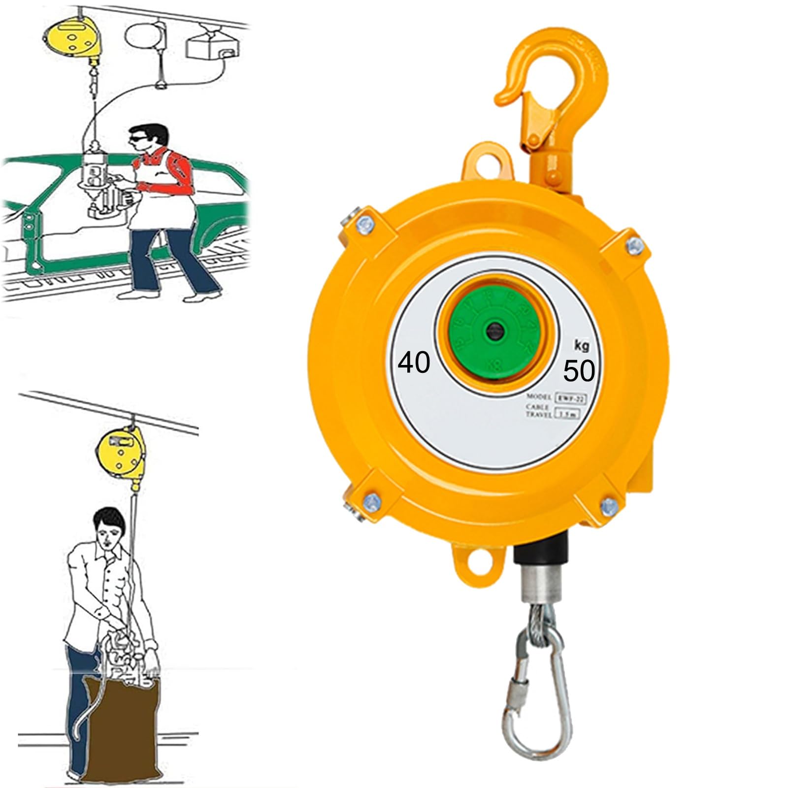 Bilanciatore a Molla, Strumento Retrattile sospeso Regolabile, Bilanciatore a Molla con Funzione autobloccante, per Appendere Lo Strumento per Mantenere Stabile l'attrezzatura (Size : 40-50kg)