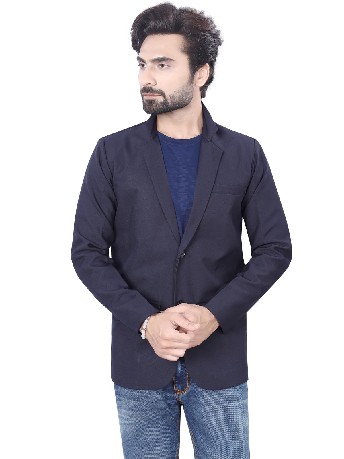 abc garments Slim Fit Men's Sport Coat, Blazer (L, Navy Blue)-picture-17