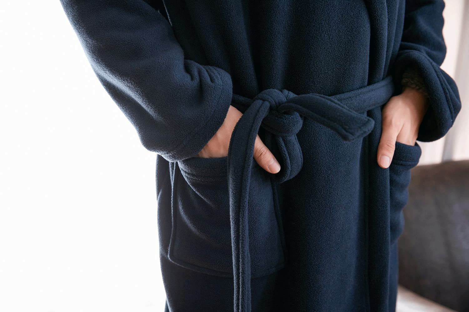 Męski miękki szlafrok z kapturem, luksusowy puszysty ciepły szlafrok spa średniej długości pogrubiony rozmiar plus size