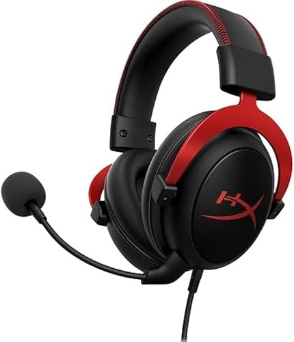 HyperX Cloud II - Auriculares para juegos, sonido envolvente 7.1, almohadillas de espuma viscoelástica, marco de aluminio duradero, micrófono