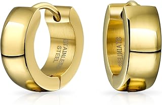 Black Silver Rose Gold Tone Plated Simple Plain Kpop Huggie Hoop Earrings For Men For Women For Teen Stainless Steel