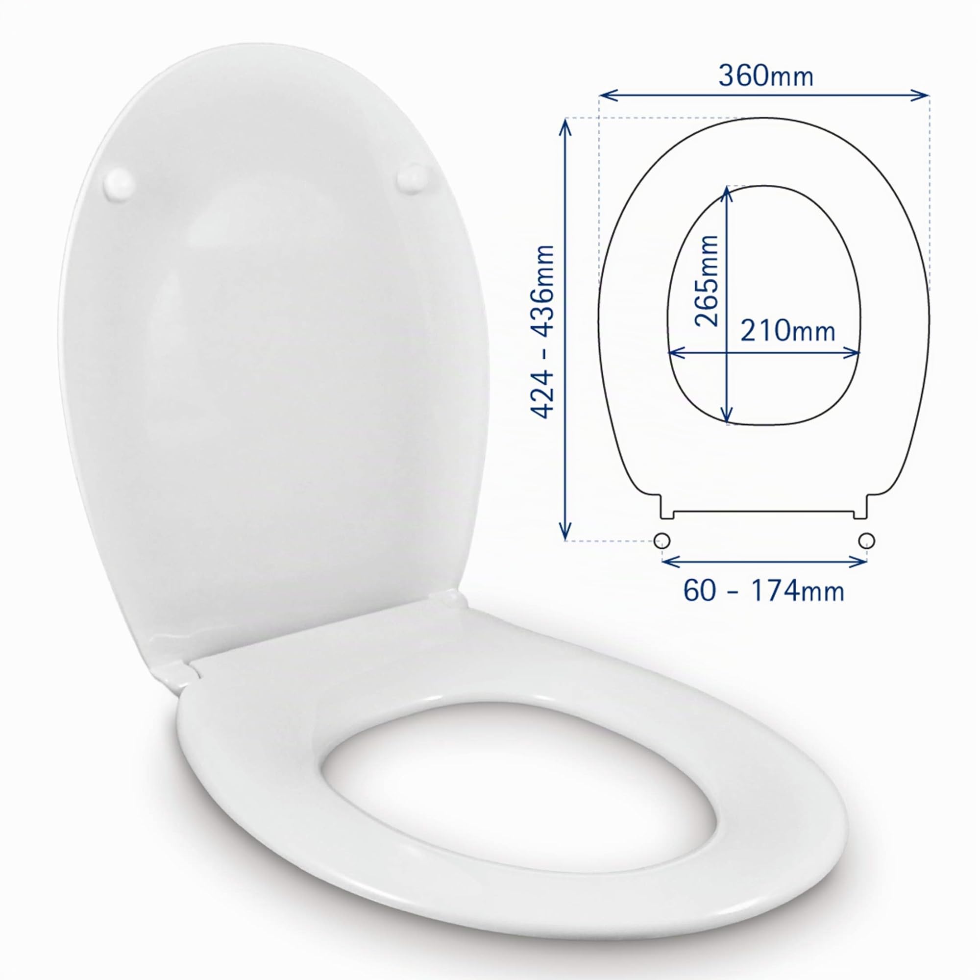 TAPA WC FORMA O UNIVERSAL MUY RESISTENTE ASIENTO INODORO BISAGRA AJUSTABLE