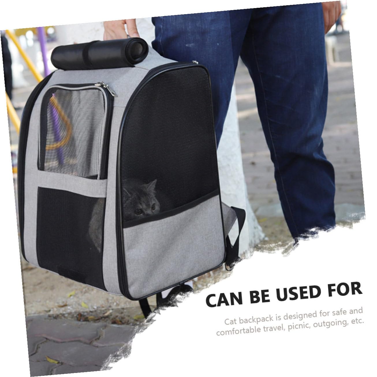Mobestech Katzentragetasche mit Atmungsaktivem Design Haustierrucksack für Reisen und Ausflüge Robustes Material Verstellbare Schultergurte für Bequemen