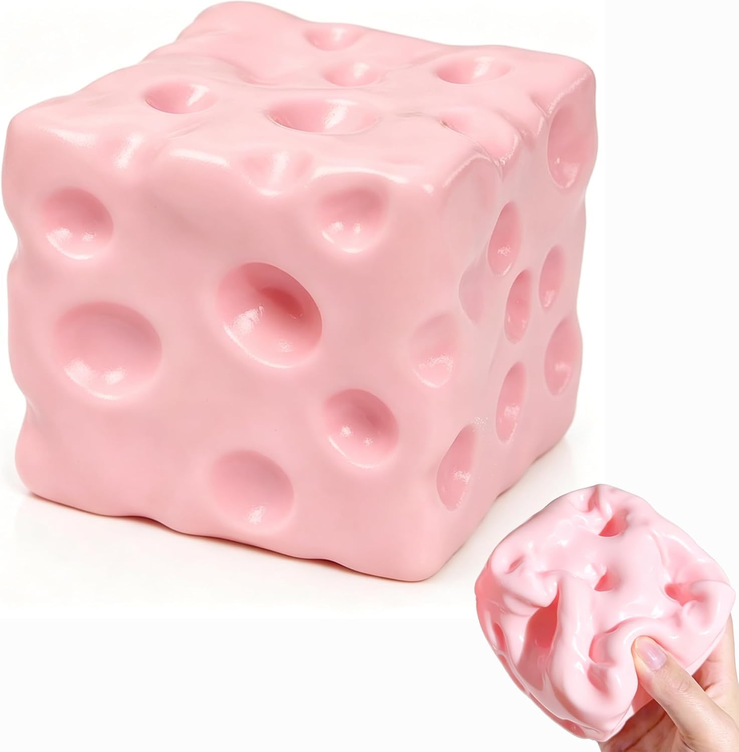 Butter Squishy | Cheese Squishy | Salted Butter Design Stress Relief Squishies for Desk | 4oz Replica Sensory Fidget for Adults | Funny-Themed Office Decor (Pink A)