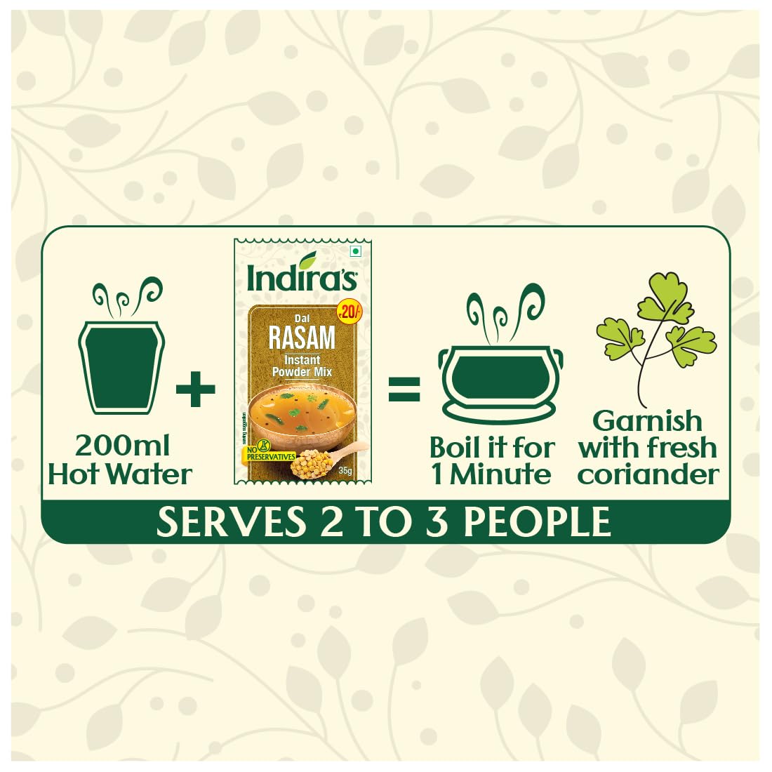 Indira's Instant Dal Rasam Powder (35g each,Pack of 9), 1 Minute Rasam - Just Add Hot Water - Image 5 thumbnail
