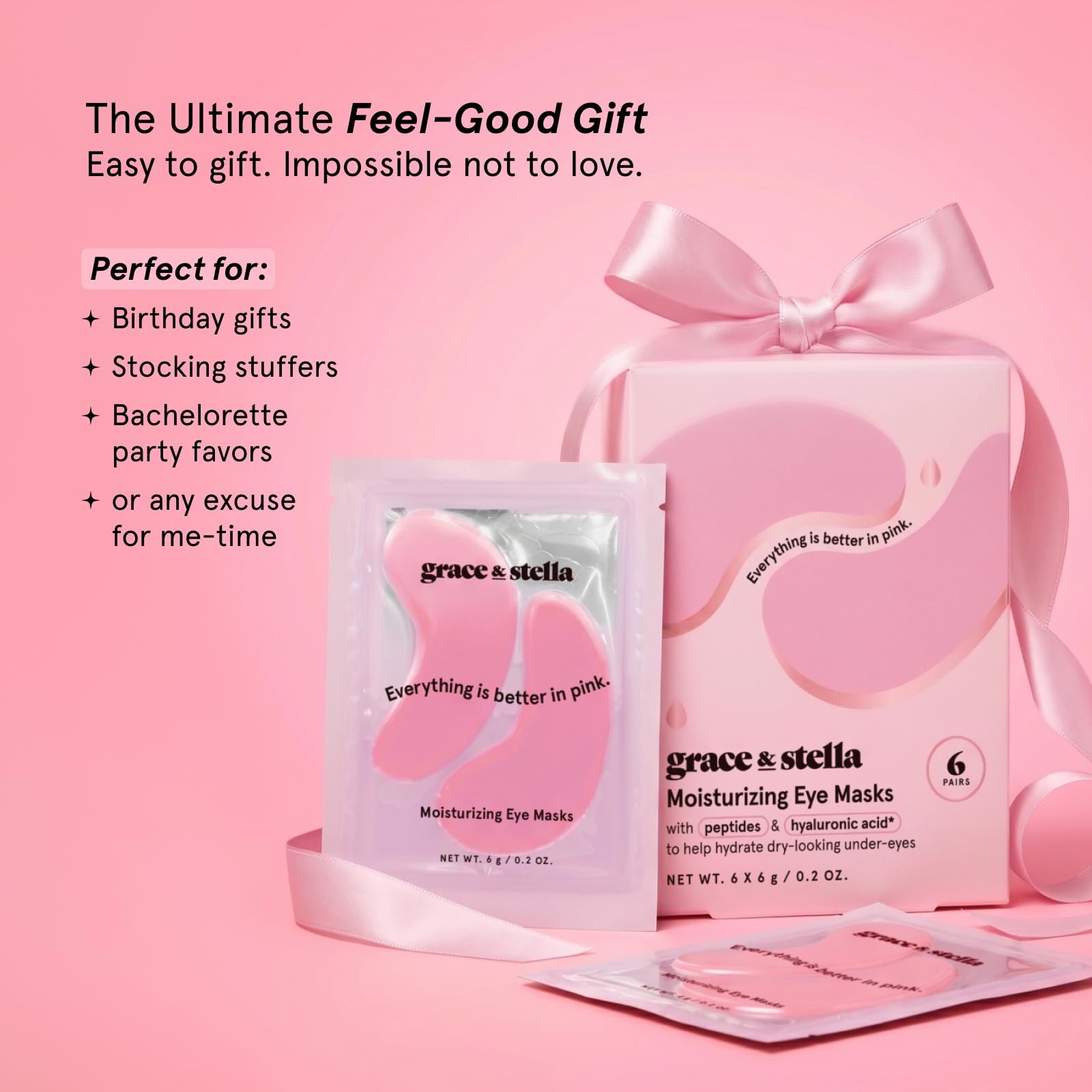 grace & stella Award Winning Under Eye Mask - Reduce Dark Circles, Puffy Eyes, Undereye Bags, Wrinkles - Gel Under Eye Patches - Small Birthday Gifts - Vegan Cruelty-Free (Pink, 6 Pairs) view 9