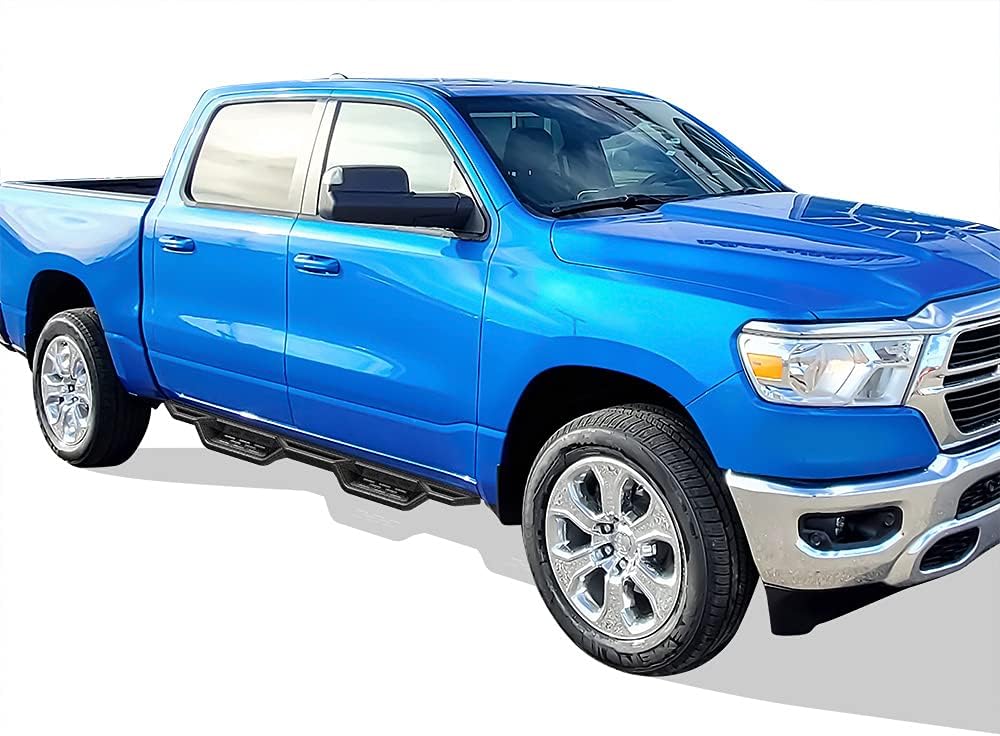 APS Black 6 Inches Tubular Drop Down Style Nerf Bars Running Boards Compatible with Ram 1500 2019-2026 Crew Cab (Will Not Fit 2018 Previous Generation Build in 19-24)