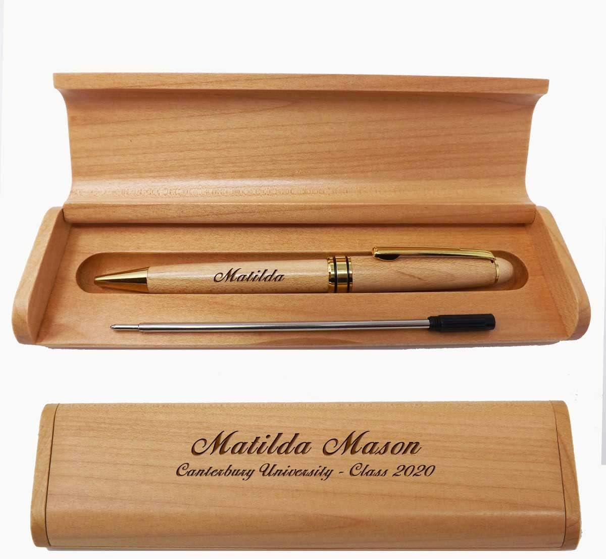 You Name ItWooden Ballpoint and Box Set in Solid Maple with Free Refill. Great Gift for Anniversaries, Birthdays, Weddings