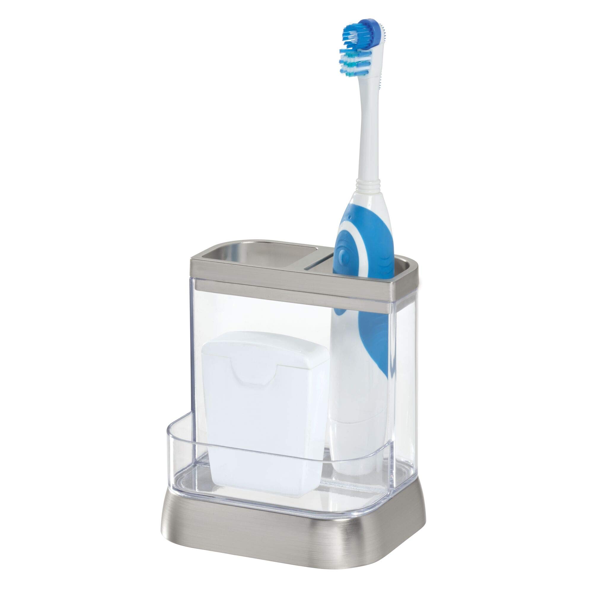 iDesign Haley Vanity Center for Bathroom Countertops, Desks, Vanities - Clear and Brushed