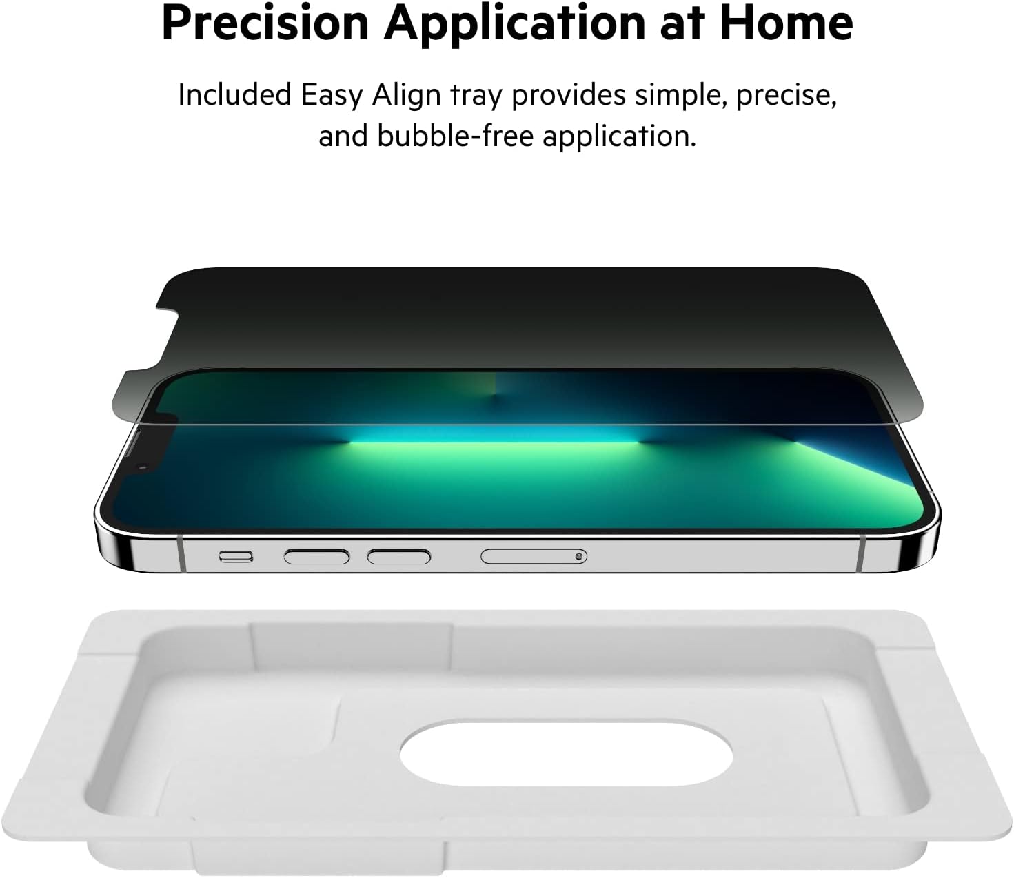 Belkin Privacy Tempered Glass Screen Protector for iPhone 13 and 13 Pro, Treated Surface with Anti-Fingerprint Coating and Bubble Free Application with Included Easy Align Tray